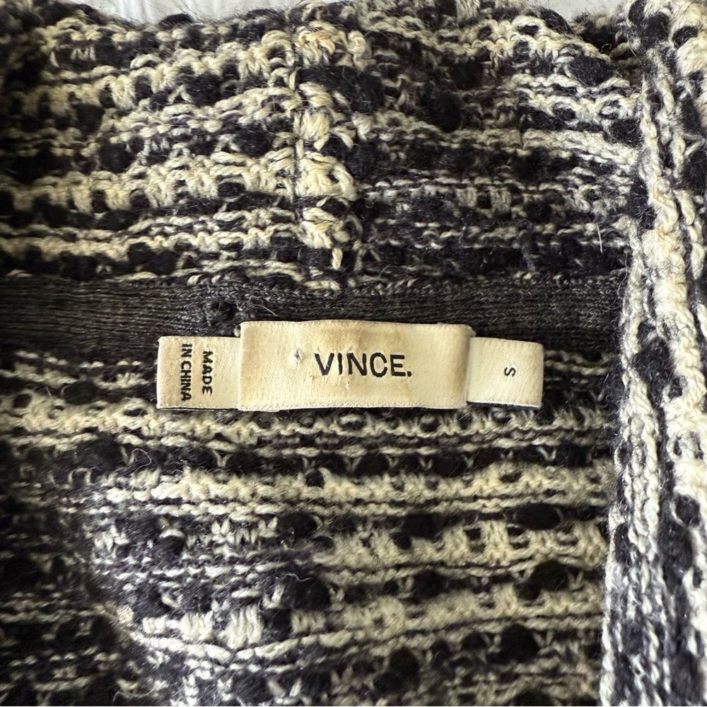 Vince Black Neutral Wool Tweed Open Draped Cardigan Duster Size S - Picture 8 of 8